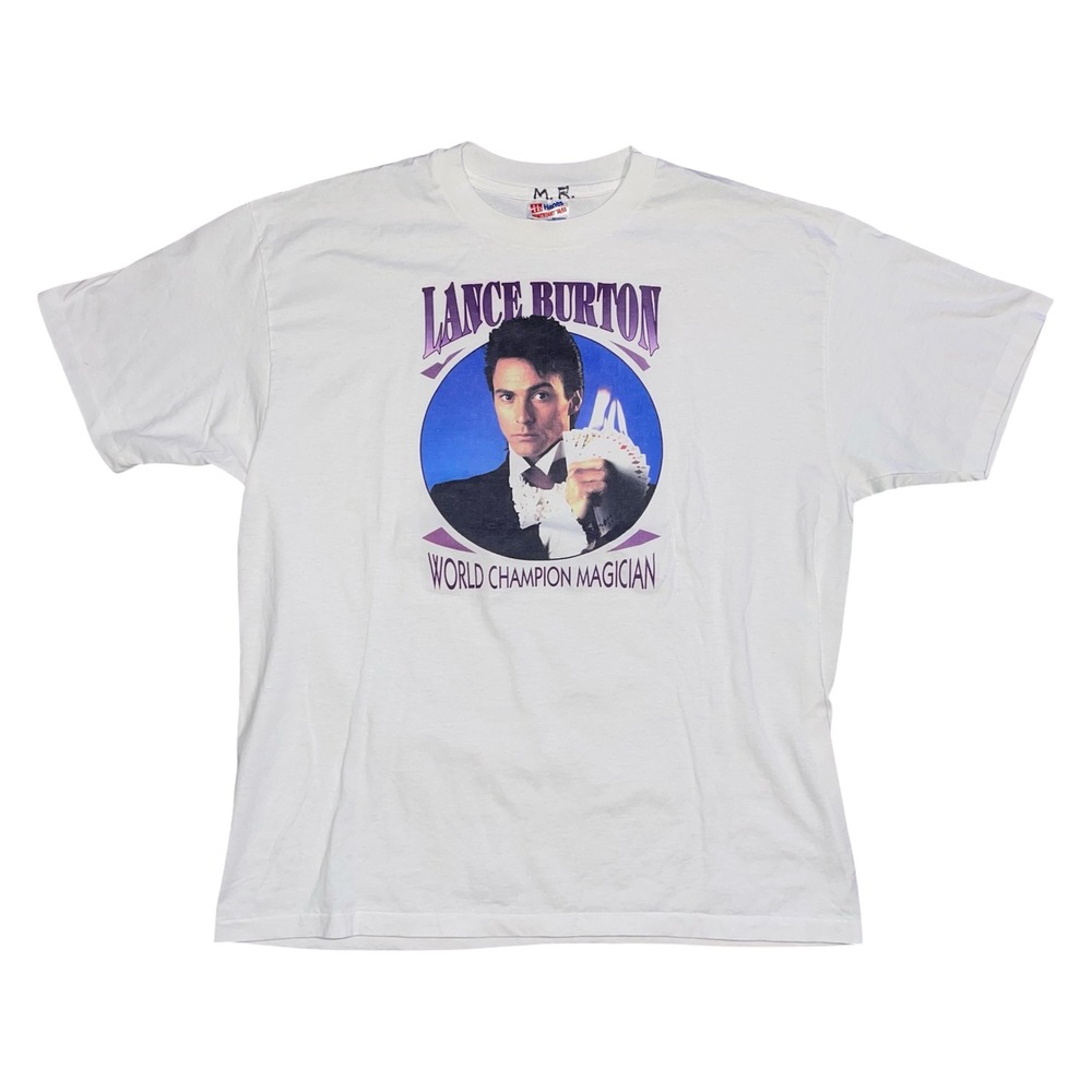 Vintage Lance Burton‎ World Champion Magician T-Shirt Hanes XL White 90s Magic